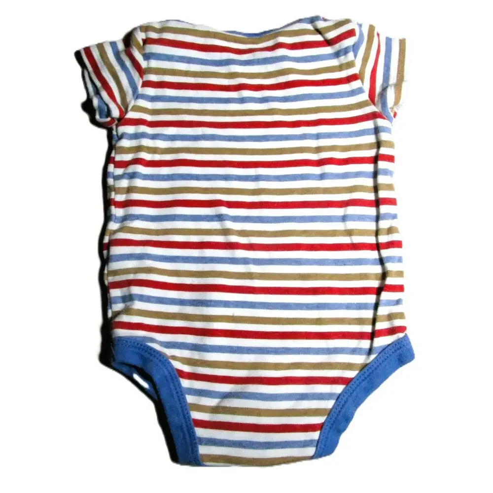 Baby Bodysuit Bundle Shark, Goldfish & Stripes Three Cotton One‑Pieces, Size 12M